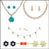 Moti Choker Set + Pearl Chain set +2 Pair Of Earrings - RG-COB4899 - Click here to View more details about this Product
